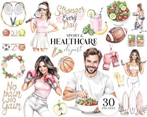 Watercolor Healthcare Clipart Set